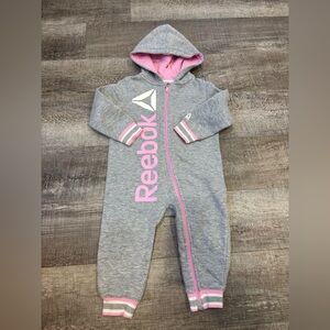 Reebok Kids Gray and Pink Hooded Footie
